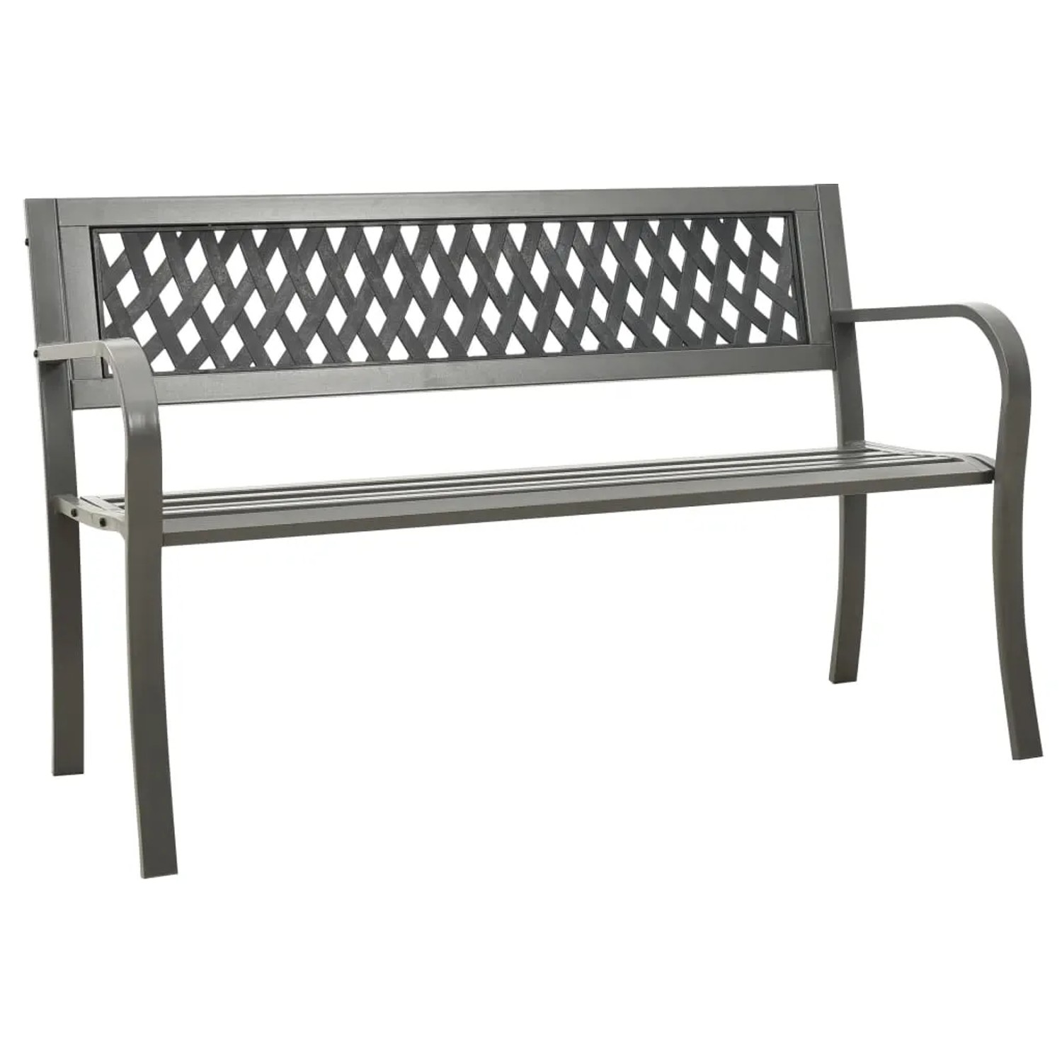 furnicato Gartenbank 125 cm Stahl Grau
