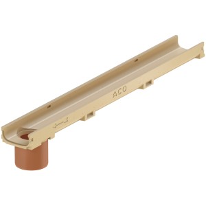 ACO Self Euroline 60 Flachrinne, 1 m, mit Stutzen DN 100 aus Polymerbeton.