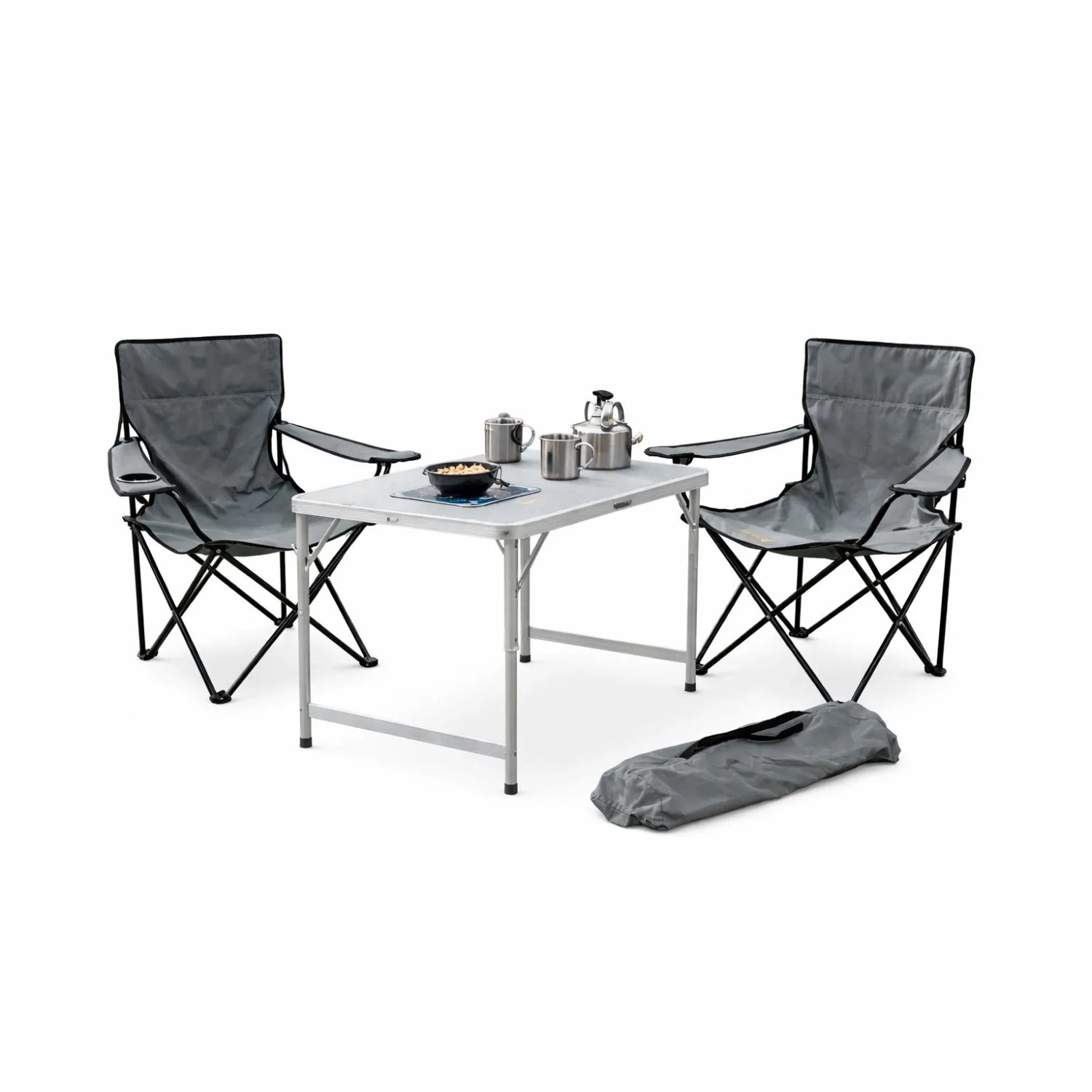 Mojawo 3tlg. Schwarz Campingmöbel Set, Tisch mit Tragegriff und Stühle mit Tasche