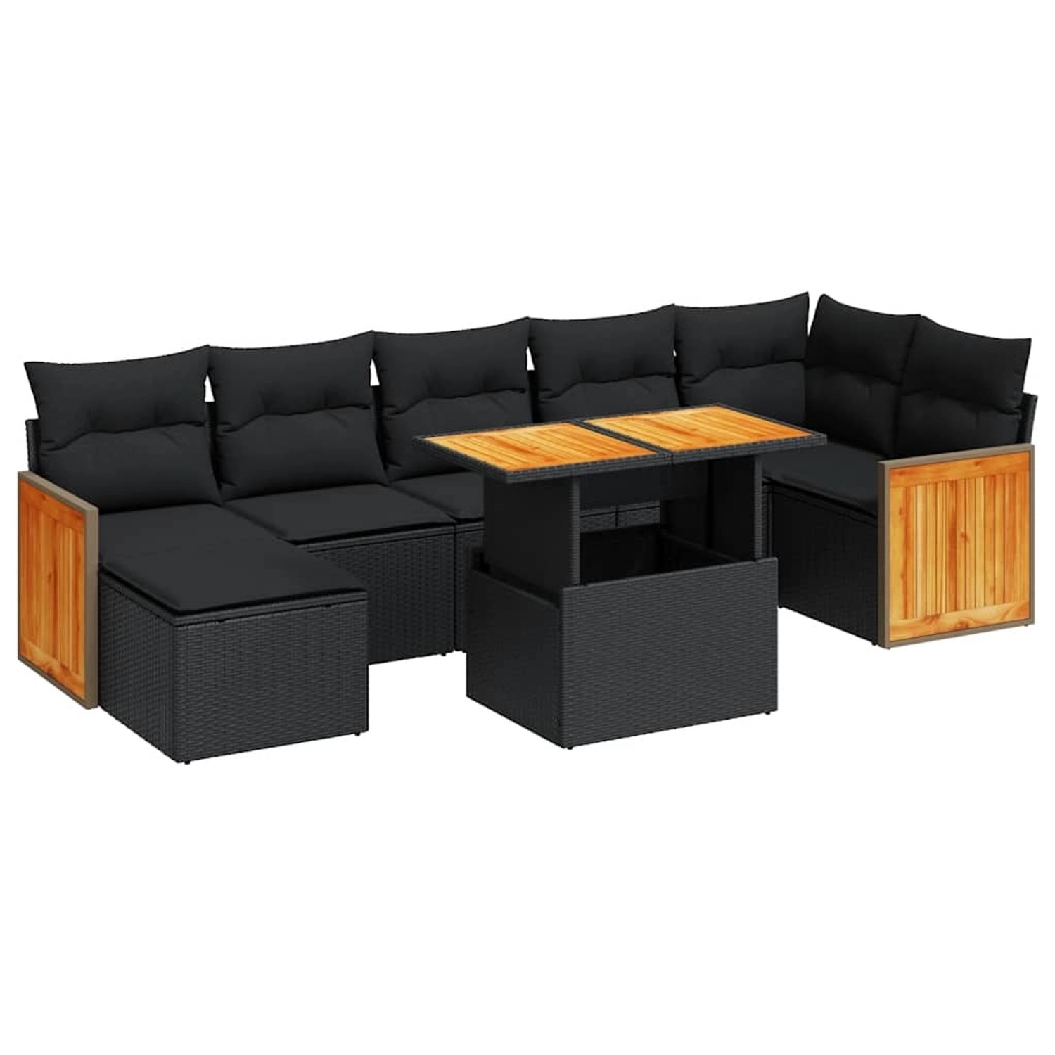 vidaXL 8-Tlg Garten-Sofagarnitur mit Kissen Schwarz Poly Rattan 3327737 günstig online kaufen