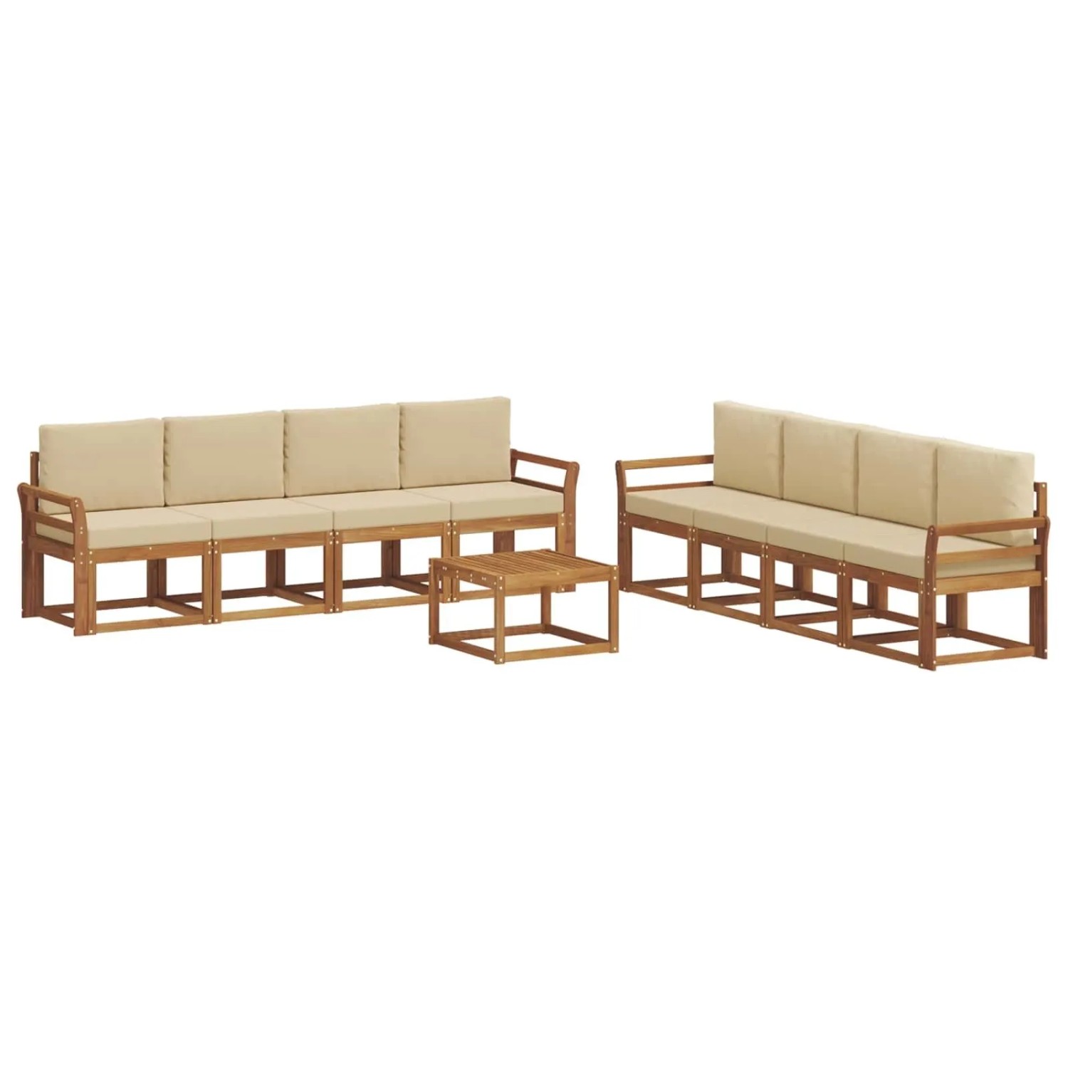 vidaXL Outdoor-Sofagarnitur 9 Stk Natur und Beige Massivholz Akazie 3366186