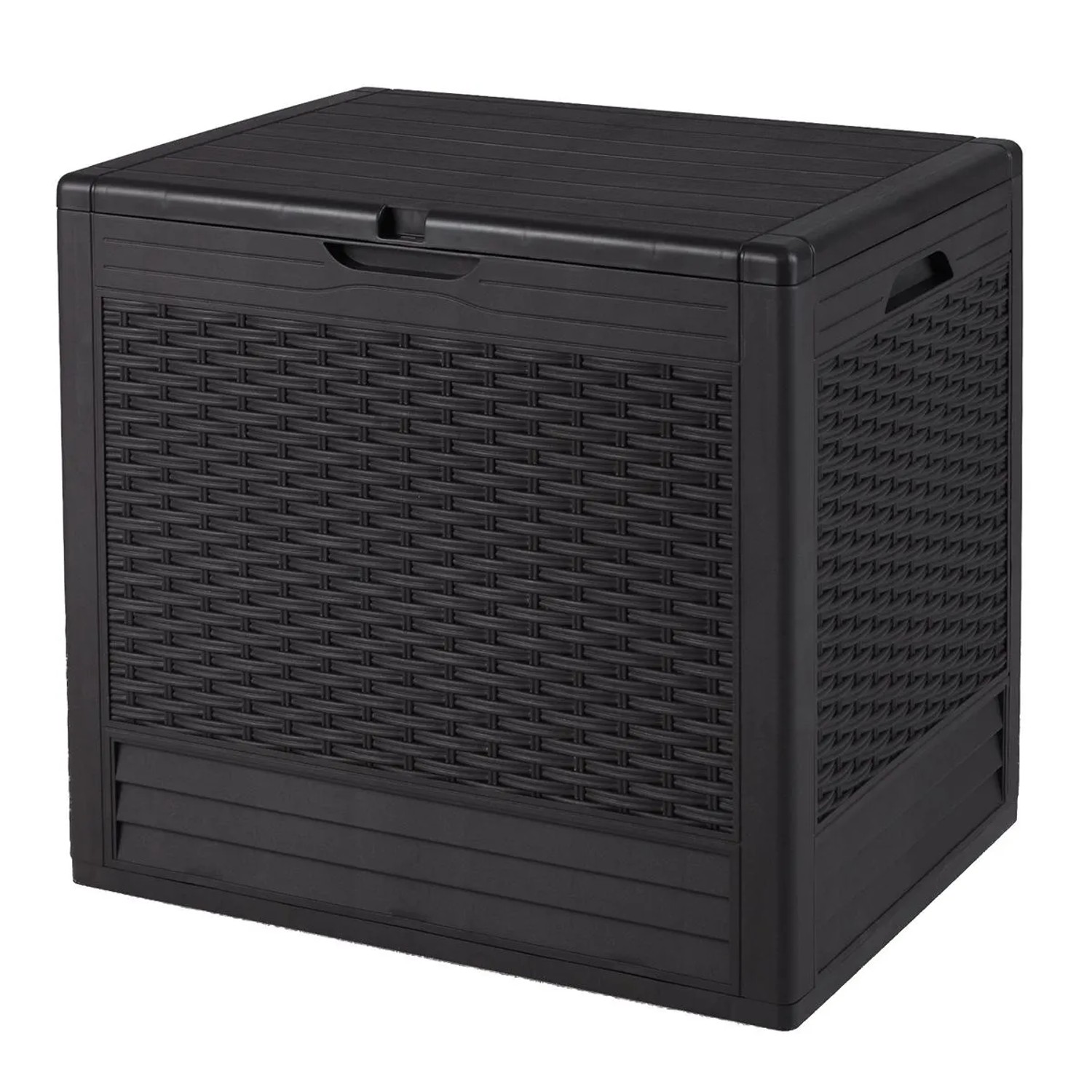 Costway Gartenbox 96 L mit Abschließbarem Deckel Rattanoptik Braun