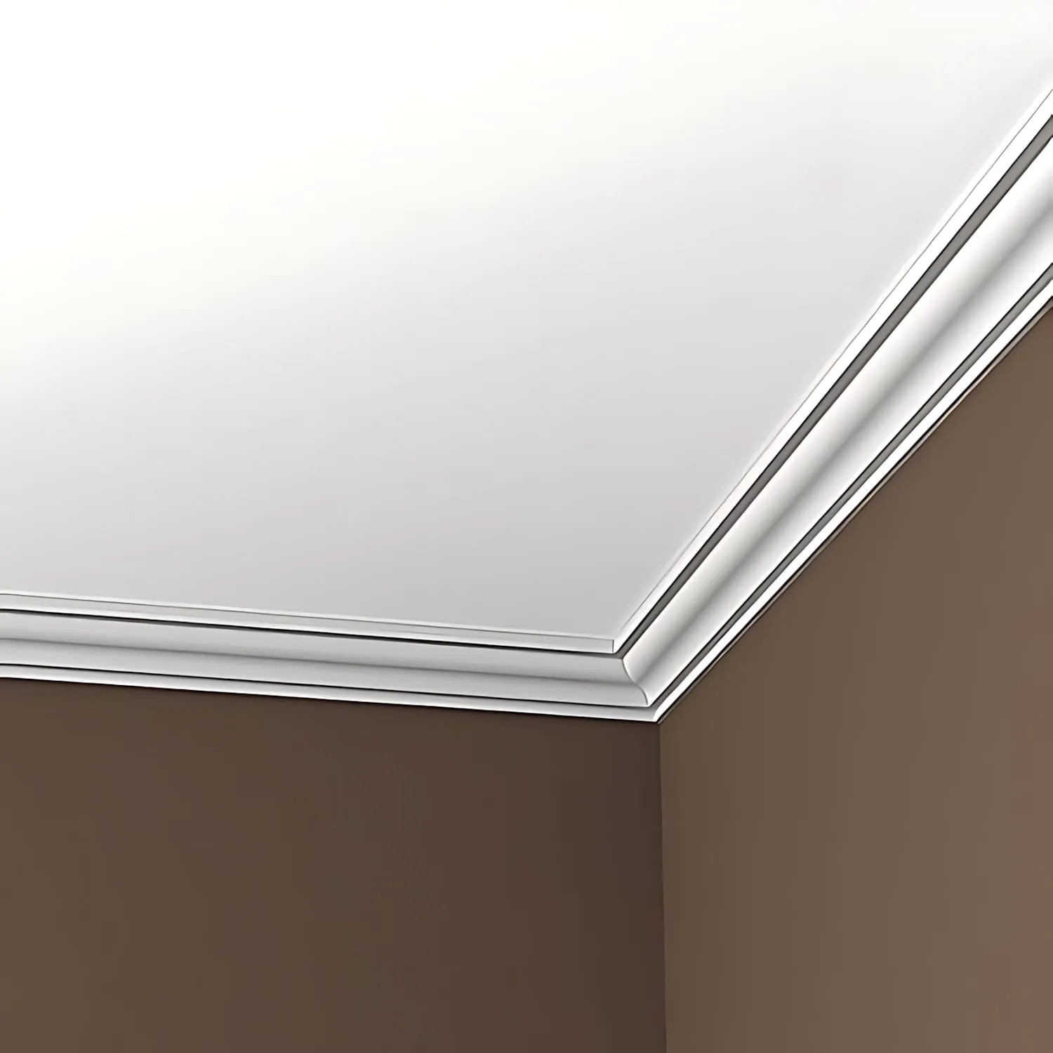 Weiße PROFHOME Eckleiste als Zierleiste (16 Stk.) an Decke und Wand im Neo-Klassizismus Stil.