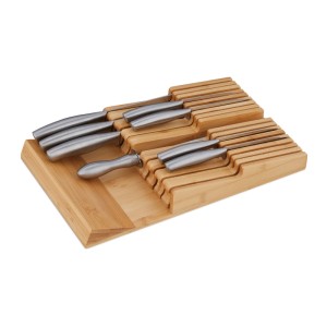 Relaxdays Messerhalter für Schublade Bambus Natur Für 16 Messer 5,5 cm x 24 cm x 40 cm 1,8 kg