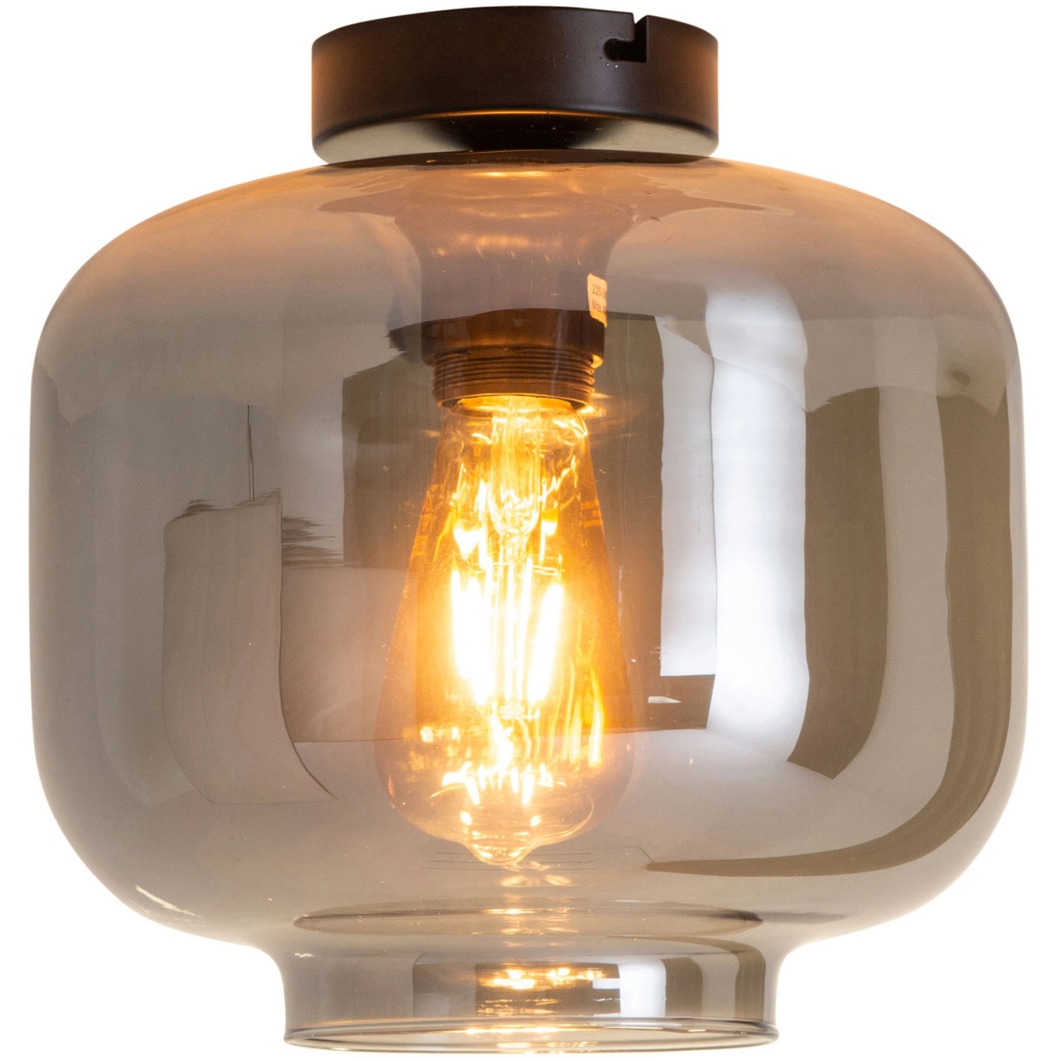 Näve Deckenleuchte Vaso, Ø 25 cm, Rauchglas, anthrazit getönt. Moderne Lampe für Wohnzimmer, Flur oder Büro.