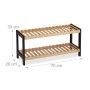 Relaxdays Schuhregal Bambus MDF Natur Schwarz mit 2 Ebenen 33 cm x 70 cm x 26 cm 2,2 kg_4