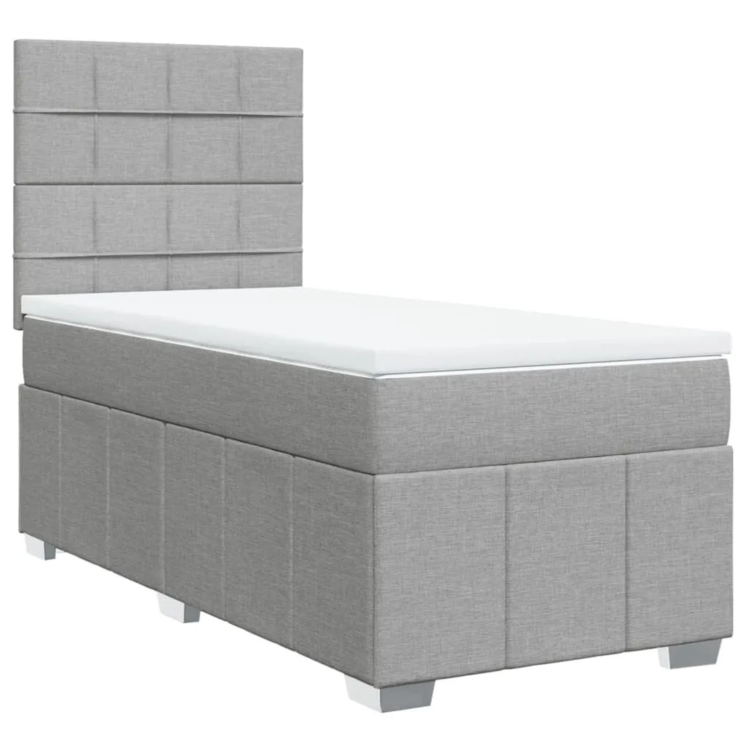 vidaXL Boxspringbett mit Matratze Hellgrau 90x190 cm Stoff 3291523