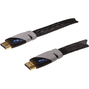 Schwaiger HDMI-Flachkabel, 3 m, schwarz, mit vergoldeten Anschlüssen für optimale Signalübertragung.