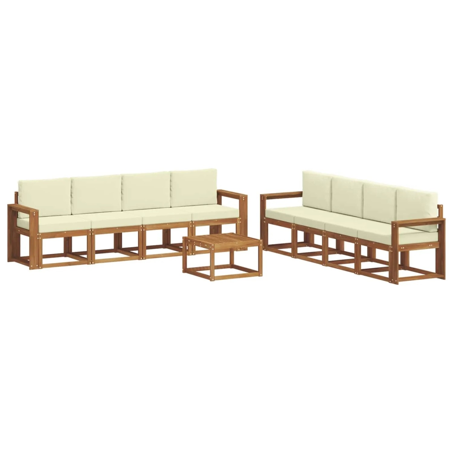 vidaXL Outdoor-Sofagarnitur 9 Stk Natur und Creme Massivholz Akazie 3366188