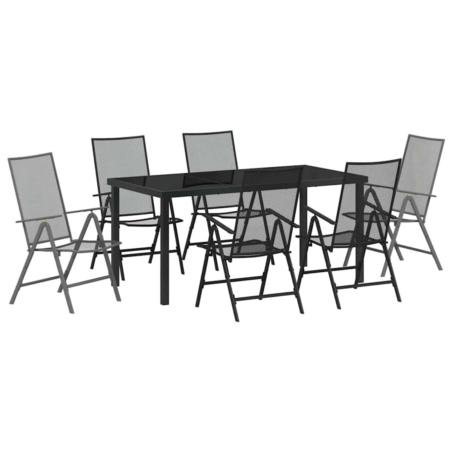 Thumbnail - vidaXL 7-Teiliges Garten-Esszimmer-Set aus Grauem Stahl 3379293