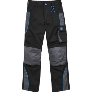 Scheibler Active Kinder Bundhose, schwarz-anthrazit, mit Kniebesatz und Reflektoren.