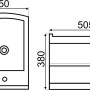 Technische Zeichnung Kerra Wandbidet Kleopatra 15. Front- und Seitenansicht mit Maßen: 350x505x505 mm.