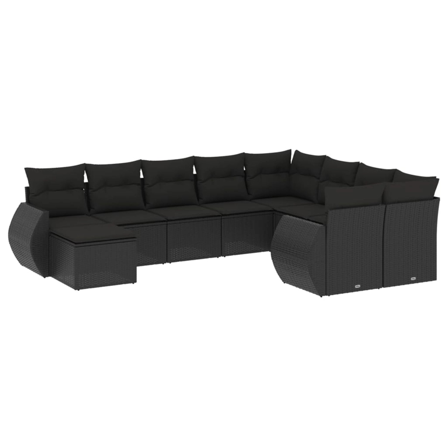 vidaXL 10-Tlg Garten-Sofagarnitur mit Kissen Schwarz Poly Rattan 3254192 günstig online kaufen