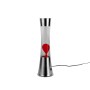 Rote Reality LED Lavaleuchte Etna, Design-Tischlampe mit warmweißem Licht und silberfarbenem Fuß.