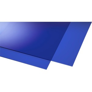 Blaue Acryl Platte, 3 mm stark, 250x500 mm, glatte Oberfläche. Ideal für Sichtschutz und Verglasung.