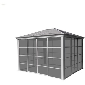 Sojag Aluminium Pavillon Striano 10 x 12 in Champagner mit Moskitonetz und Stahldach.