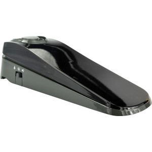 Schwarzer Multifunktions-Türstopper mit Alarm und 120 dB Sirene für Türsicherung.