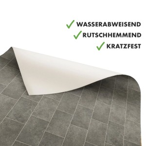 KARAT CV-Belag Kent 968M in Steinfliesenoptik, robust, wasserabweisend und kratzfest.