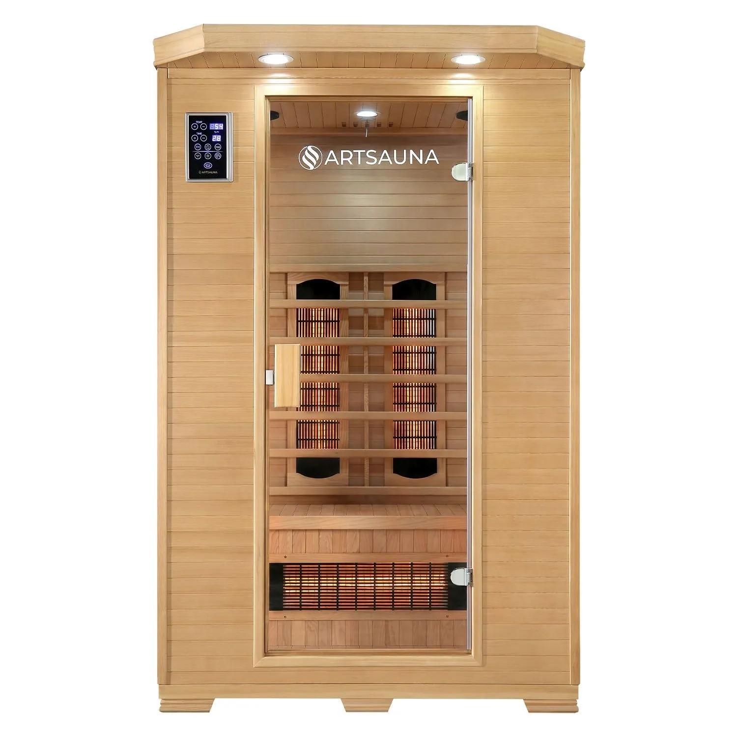 Artsauna Infrarotkabine Oslo aus Hemlockholz mit Vollspektrumstrahlern für 2 Personen.