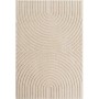 Moderner Kurzflorteppich in Creme mit skandinavischem 3D-Reliefmuster, 60x110 cm.
