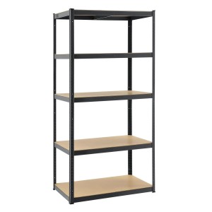 Graues Juskys Lagerregal Basic, 200x100x60 cm, mit 5 Böden aus MDF und verzinktem Metall.