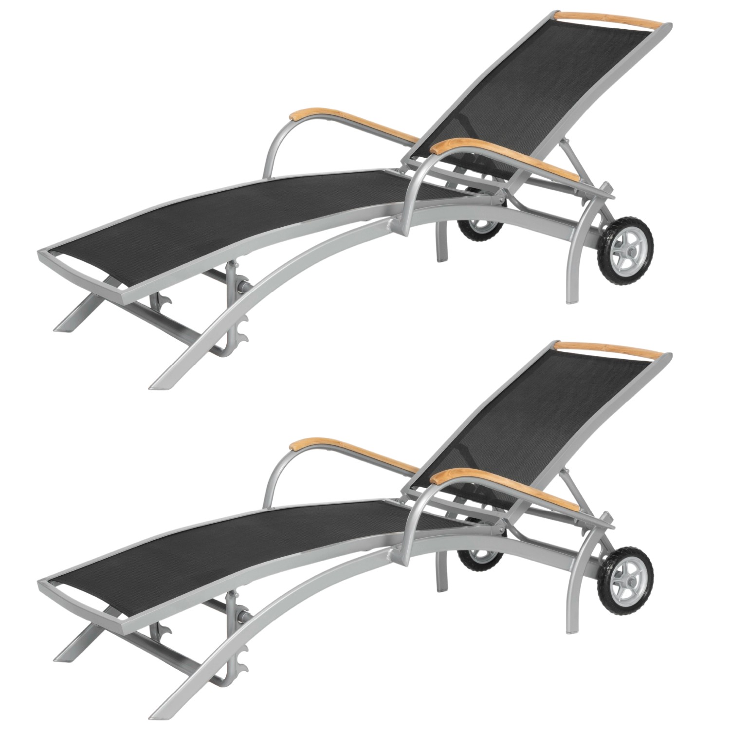 ib style Gartenliege Diplomat 2er Set  Aluminium Textilen Teakholz Armlehne günstig online kaufen