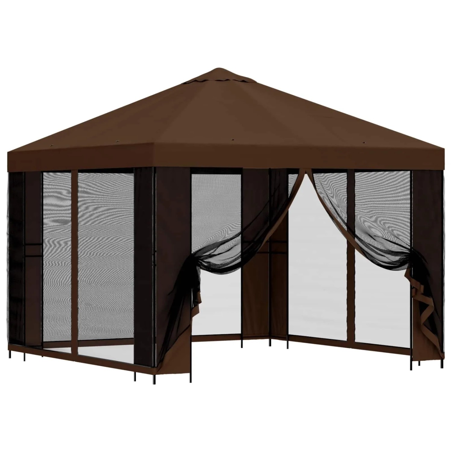 vidaXL Garten Pavillon mit Seitenwänden 3 x 3 m Braun 900372