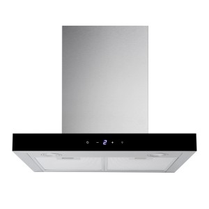 Respekta Blockhaube Sira, 60cm, Edelstahl mit Glasfront. Wandhaube für Abluft und Umluft.