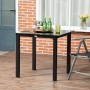 Outsunny Gartentisch mit Glasplatte und schwarzem Metallgestell in rustikaler Optik.
