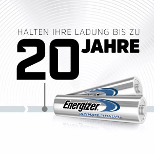 Energizer Ultimate Lithium AAA Batterien, 4er-Pack. Langlebige Micro-Batterien für Geräte mit hohem Energiebedarf.