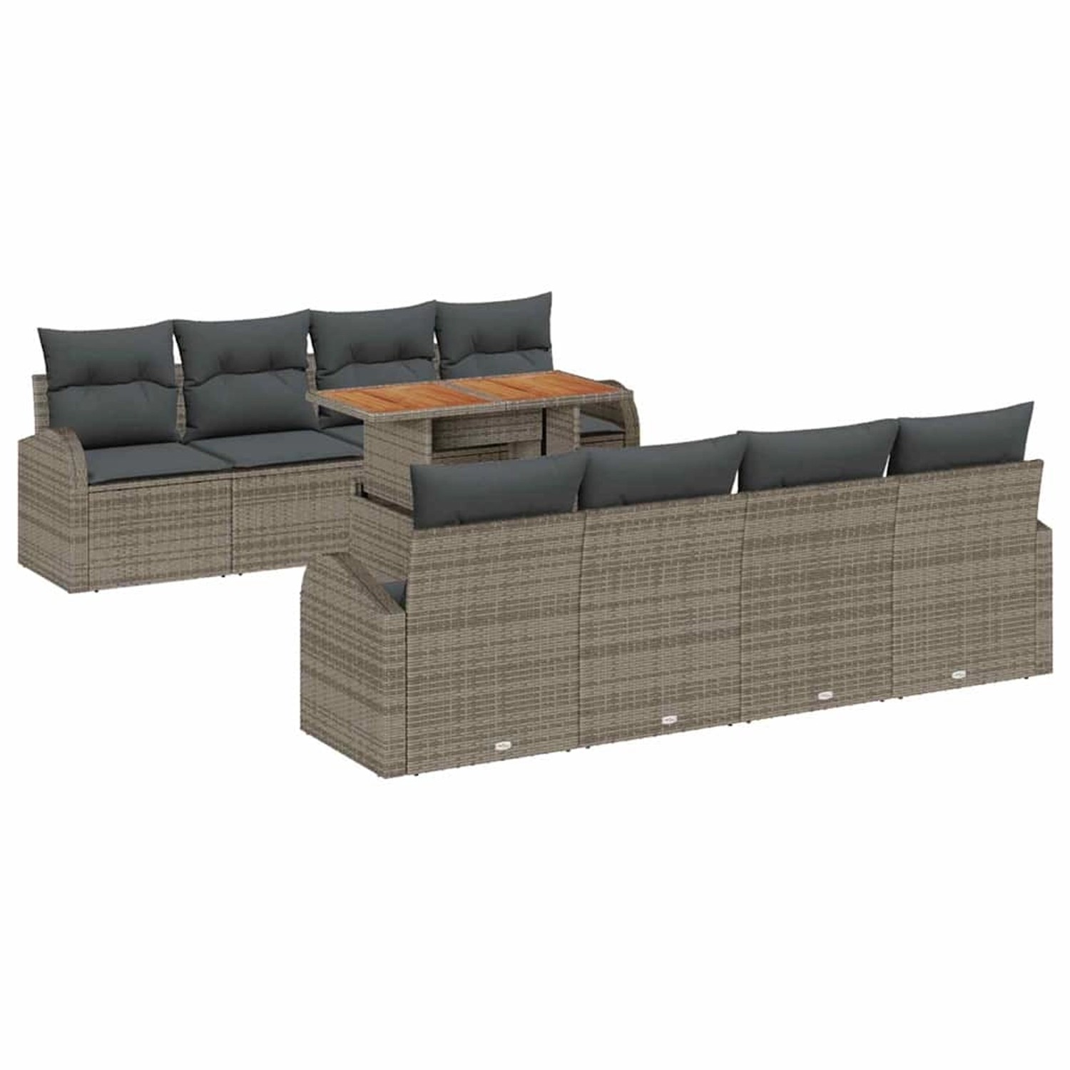 vidaXL Garten-Sofa-Set mit Speicher 9-Tlg Grau Poly Rattan 3358295 günstig online kaufen