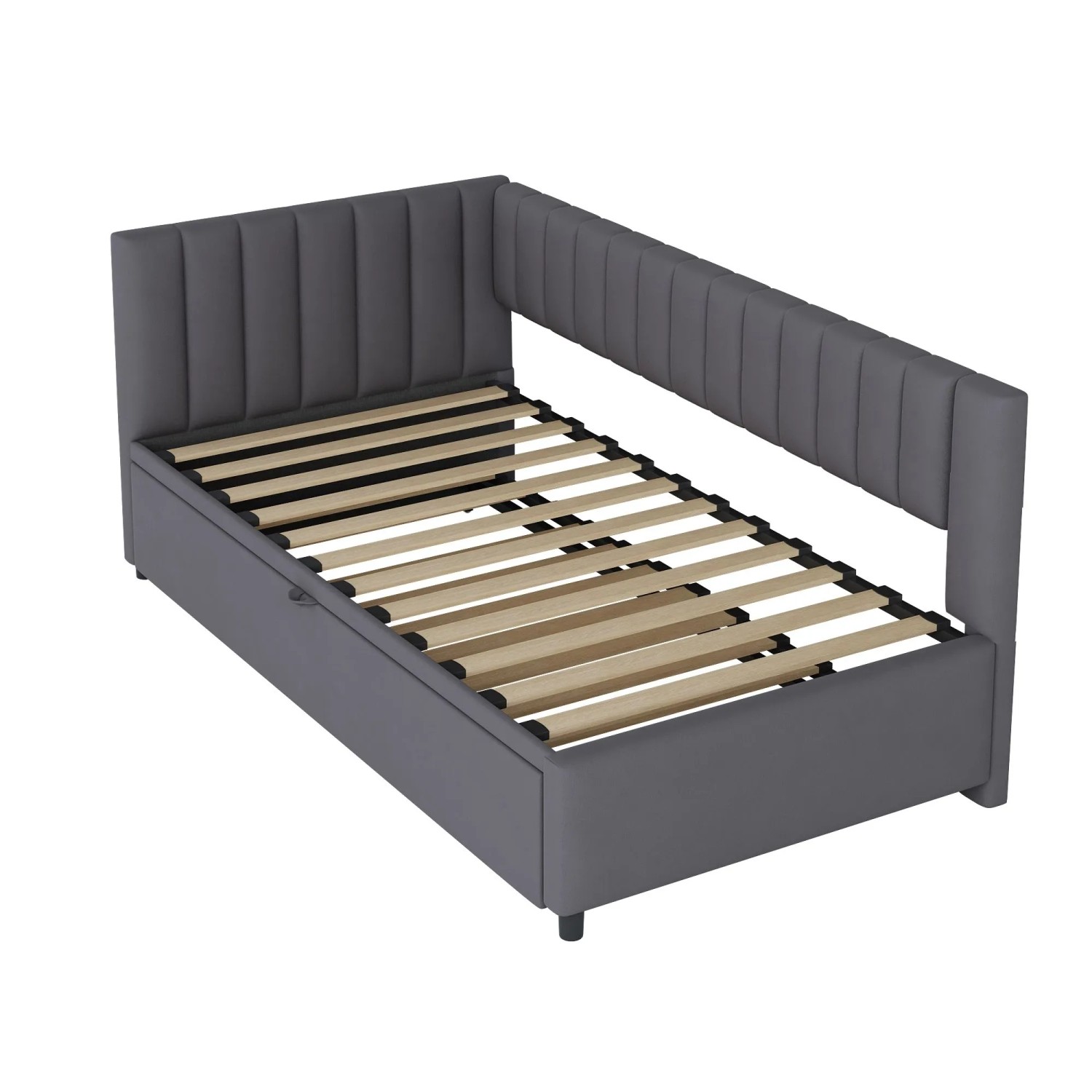 KOMHTOM L-Förmiges Schlafsofa Mit Ausziehbett 90/180x200Cm Polsterbett Platzsparendes Design Für Kinderbett Gästebett Samt Grau