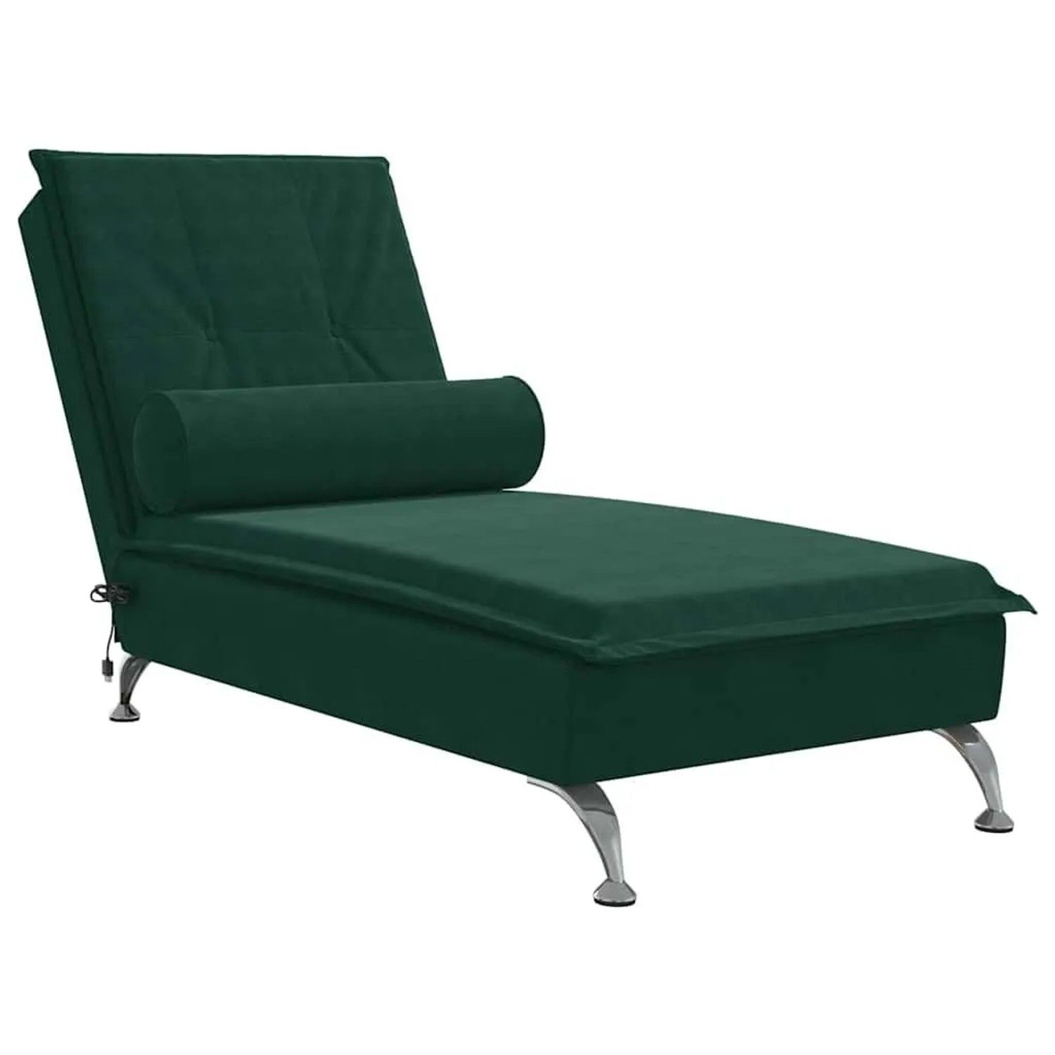 vidaXL Massage-Chaiselongue mit Nackenrolle Dunkelgrün Samt 379452