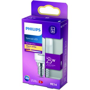 Philips LED-Lampe E14, 3,2W, warmweiß, 250lm im Karton. Kompakte LED Leuchte für Kühlschrank und mehr.