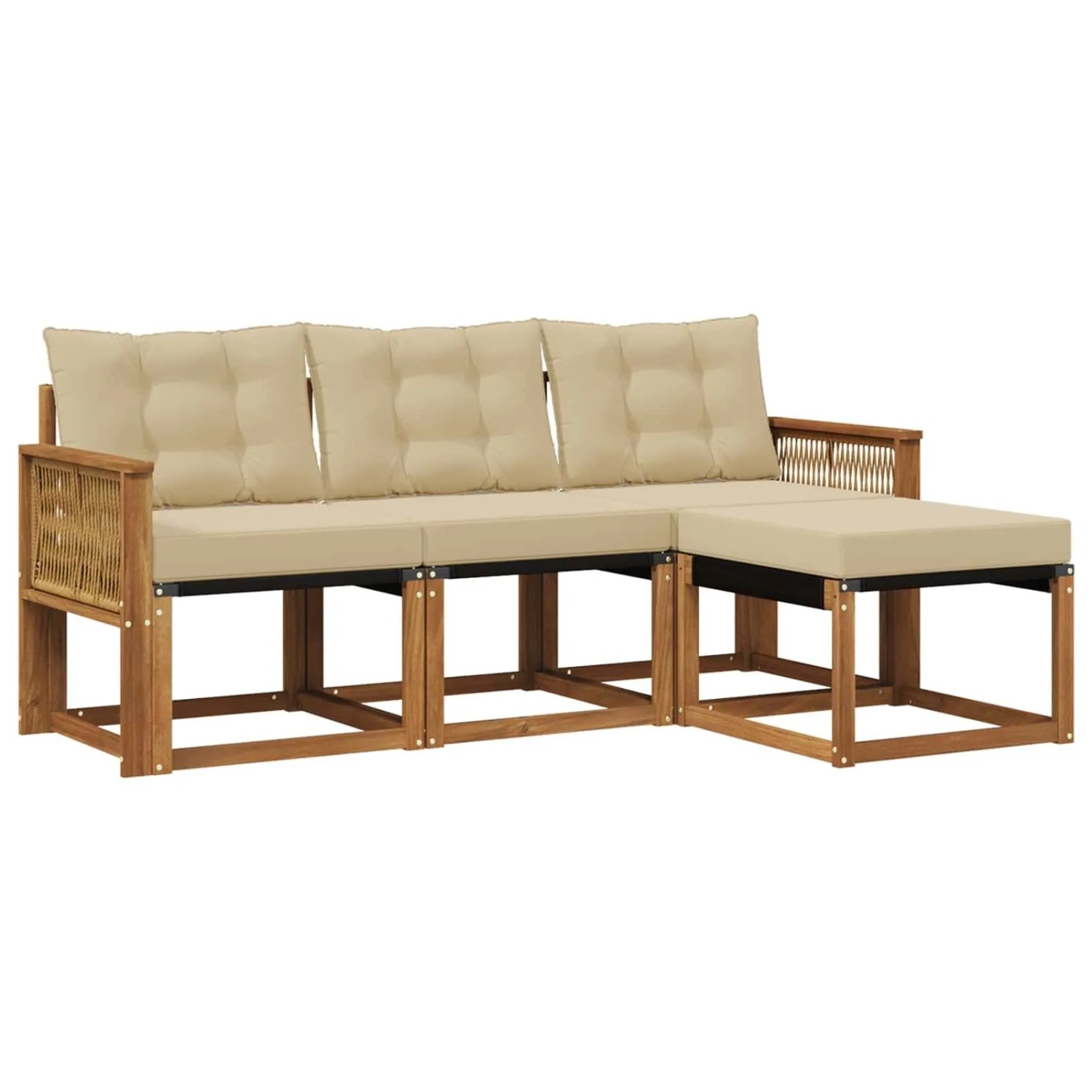 vidaXL Outdoor-Sofagarnitur mit Kissen 4 Stk Natur und Beige 3381877