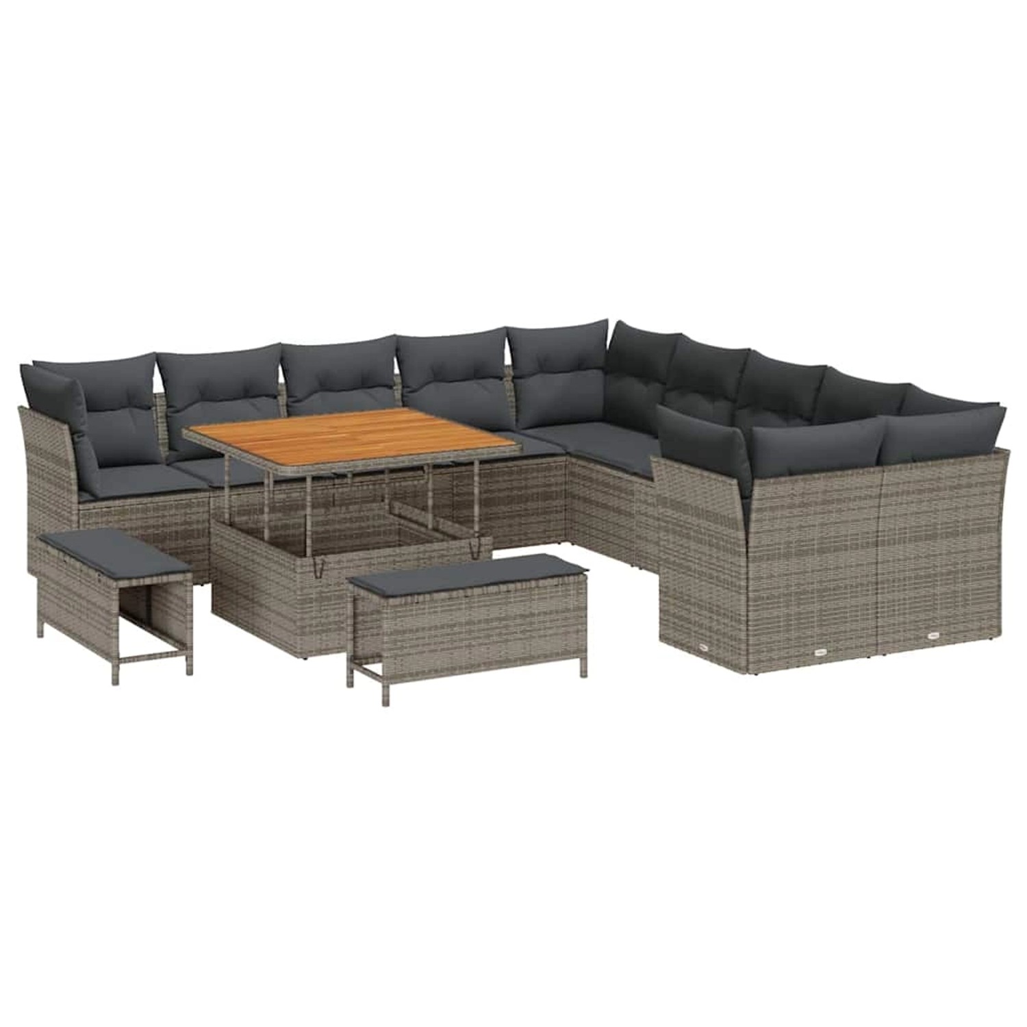 vidaXL Garten-Sofa-Set 13-Tlg Grau Poly Rattan 3361538 günstig online kaufen