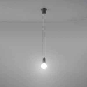 Graue Sollux Lighting Hängeleuchte Diego 1 mit E27 Fassung für Lampen & Leuchten.