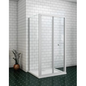 U-förmige Duschkabine 80x80x185 cm mit Klarglas und mattgrauem Rahmen.