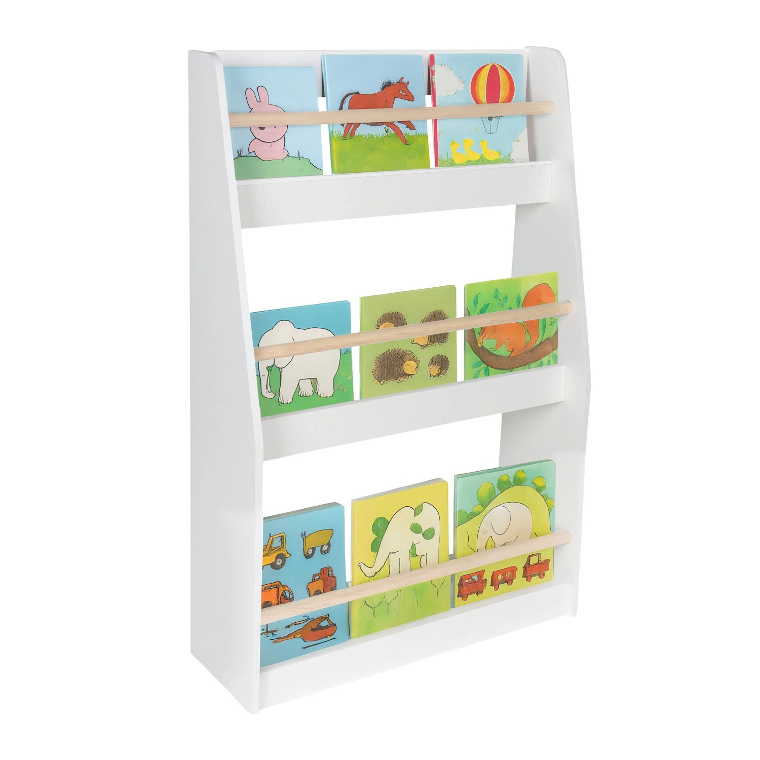 Relaxdays Kinderbücherregal MDF Kiefernholz Weiß Kippsicher 90 cm x 60 cm x 20 cm 5,6 kg
