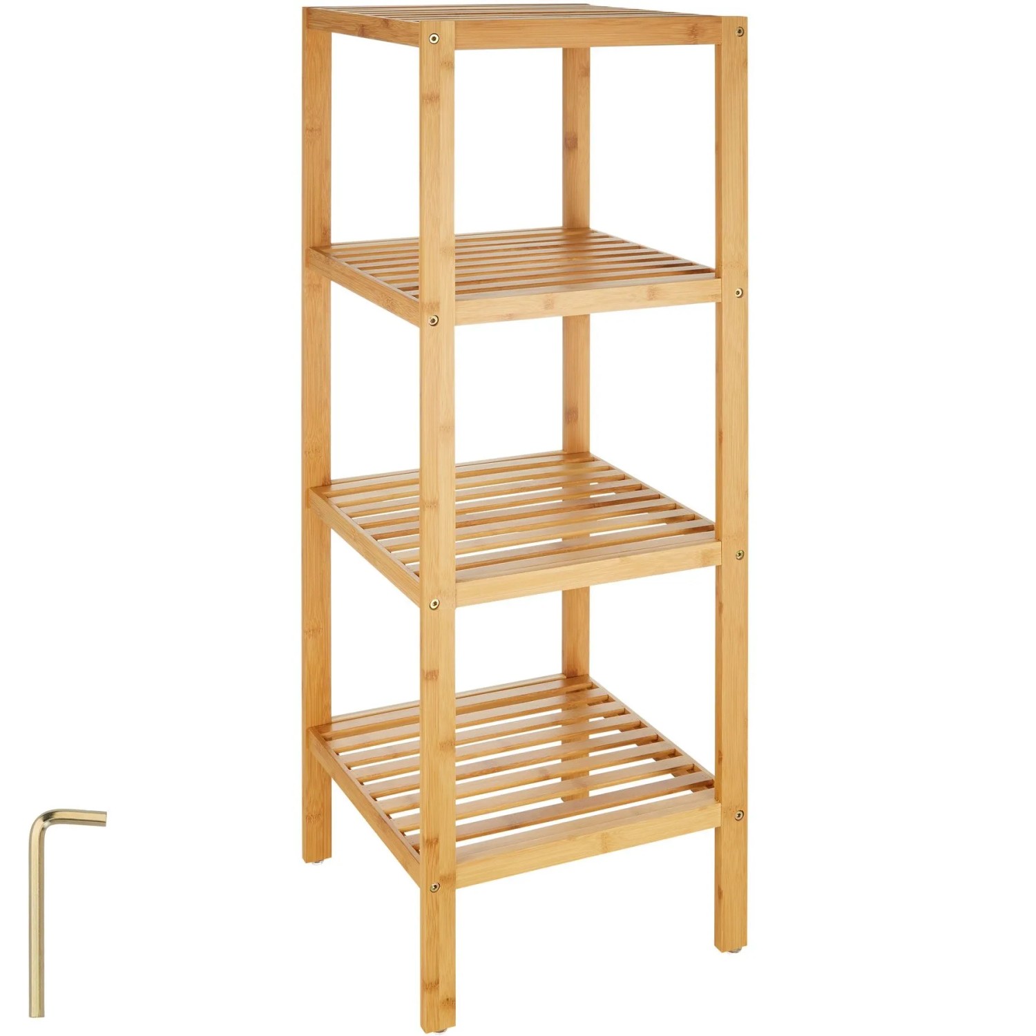 Tectake Badregal Cornelia Aus Bambus Mit 4 Ebenen  33 x 33 x 97 cm Braun