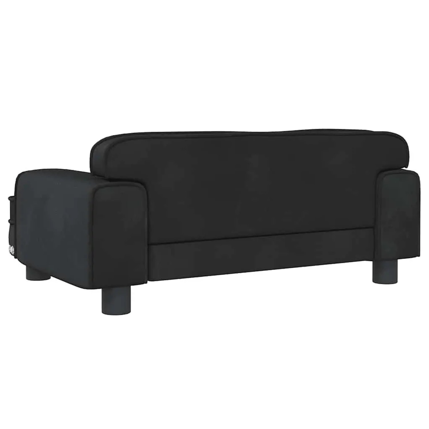 Schwarzes vidaXL Hundebett (70x45x30 cm) aus Samt, Rückansicht.