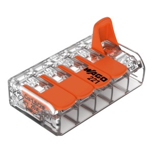Wago Hebelklemme 221-415, 5-polig, für Leiter von 0,2-4 mm², 10er-Pack