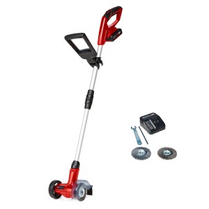Einhell Akku-Fugenreiniger GC-CC 18 Li Kit mit Akku, Ladegerät und Bürsten. Gartenhandgerät für die Fugenreinigung.