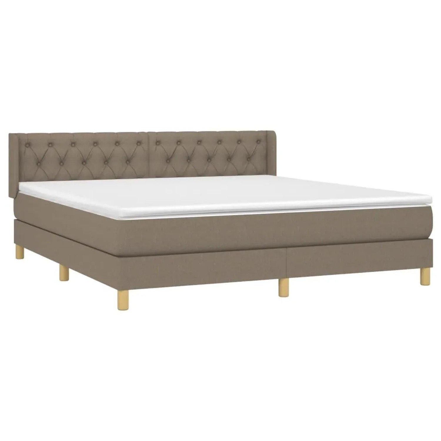 vidaXL Boxspringbett mit Matratze Taupe 160x200 cm Stoff 3130525