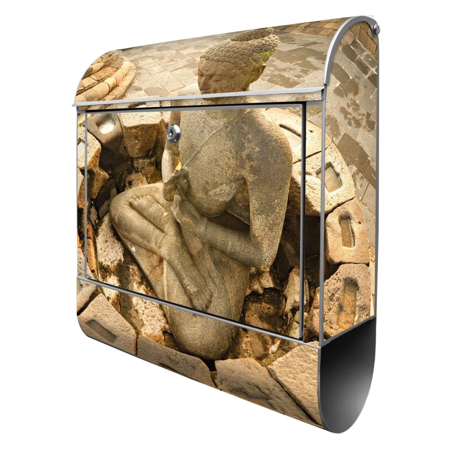 Banjado Design Briefkasten Silber Pulverbeschichtet 39x47x14cm 2 Schlüssel günstig online kaufen