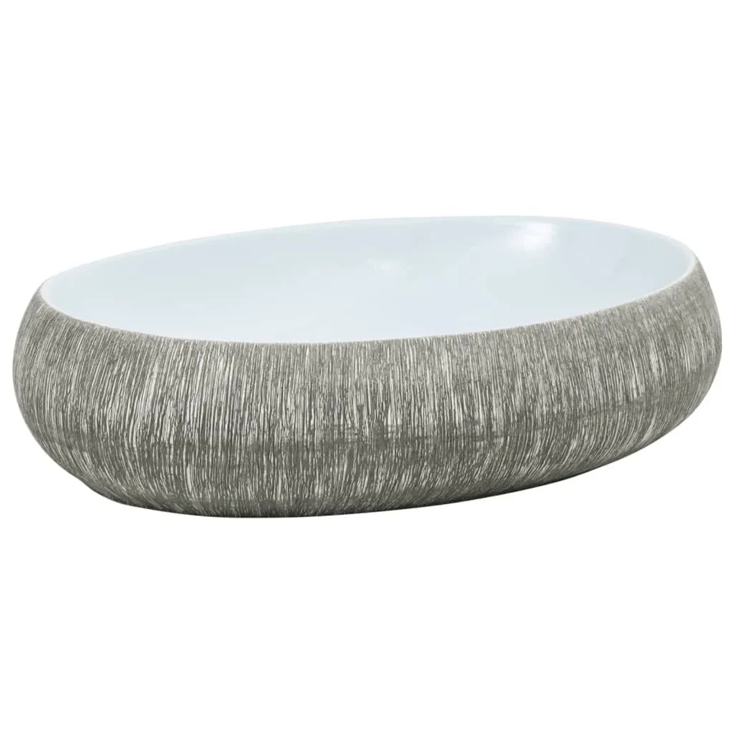 vidaXL Aufsatzwaschbecken Grau und Blau Oval 59x40x15 cm Keramik 155093 günstig online kaufen