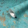 Grüne Marburg Vliestapete in Betonoptik mit Glanz, modernes Design, Rollenmaß 10,05 x 0,53 m.