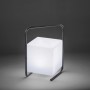 Just Light LED-Tischleuchte Keno, schwarz, 29cm hoch. Dekorative Außenleuchte mit würfelförmigem Lampenschirm.