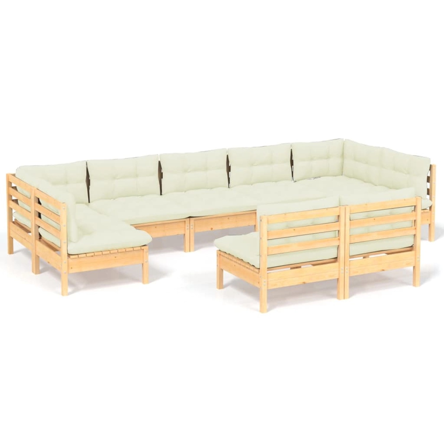 vidaXL 9-tlg Garten-Lounge-Set mit Creme Kissen Massivholz Kiefer Modell 21