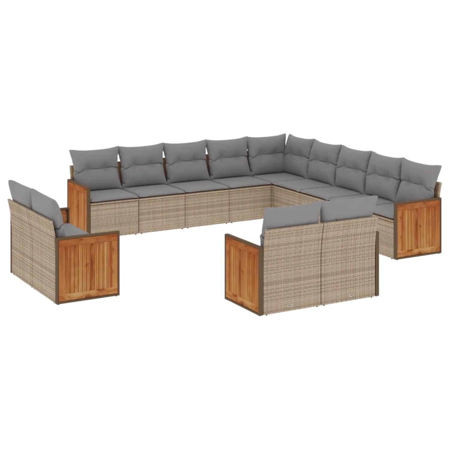 vidaXL 13-Tlg Garten-Sofagarnitur mit Kissen Beige Poly Rattan 3228208 günstig online kaufen